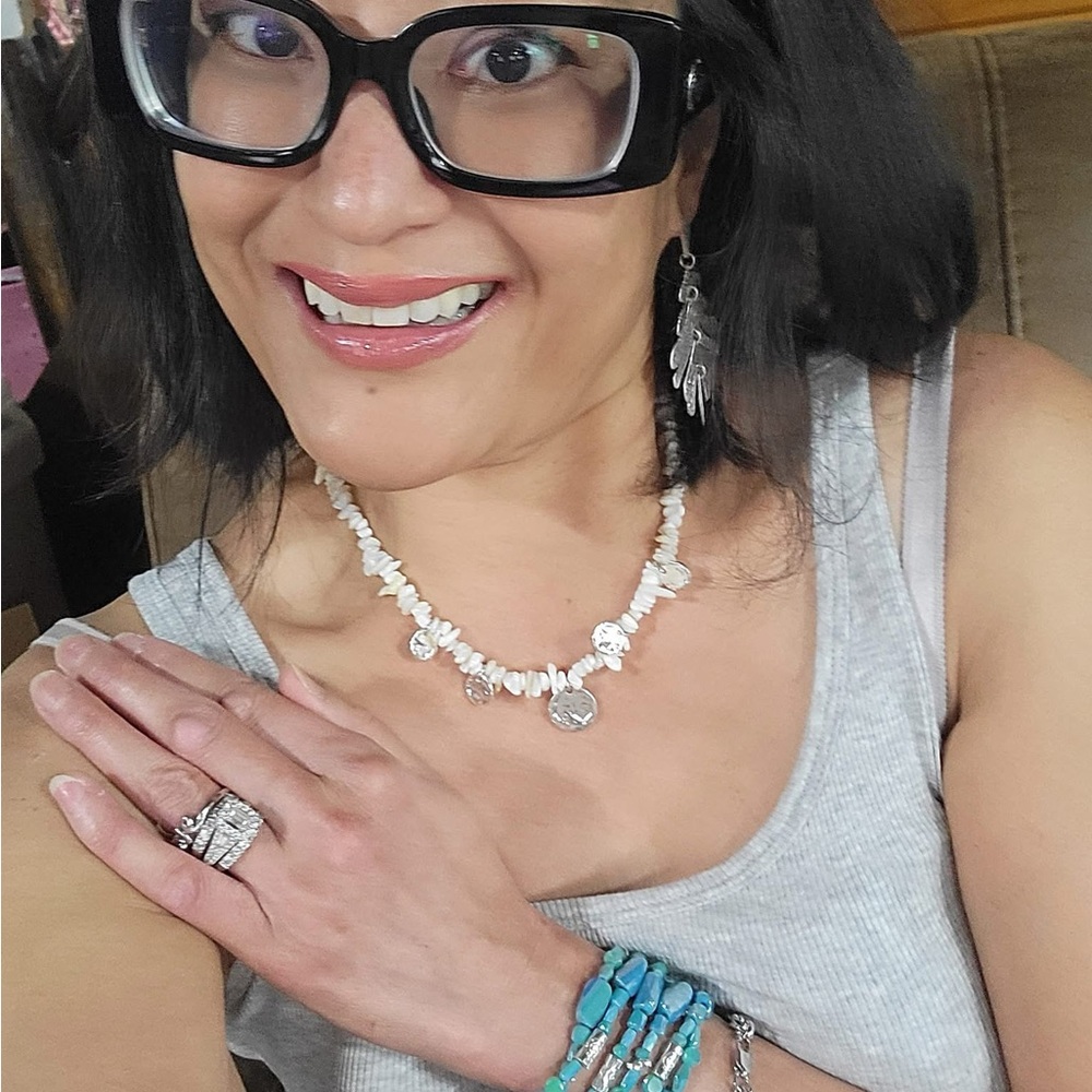 Park Lane Cove Necklace - White Shell Necklace with Silver Accents - Picture 3 of 5